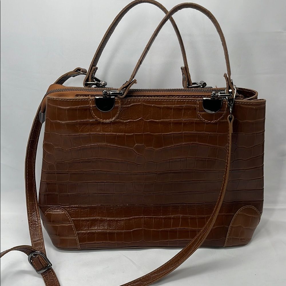 Vintage Brown Leather Divina Firenze Satchel Purse Made in Italy
